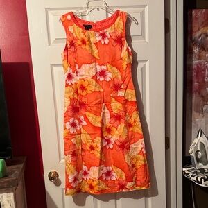 Tropical Floral Midi Dress - Orange and Yellow